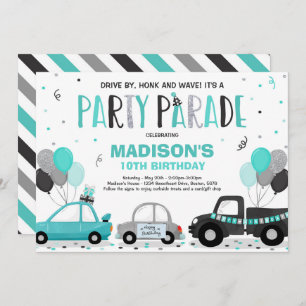 Invitation Parade D'Anniversaire Parade Turquoise