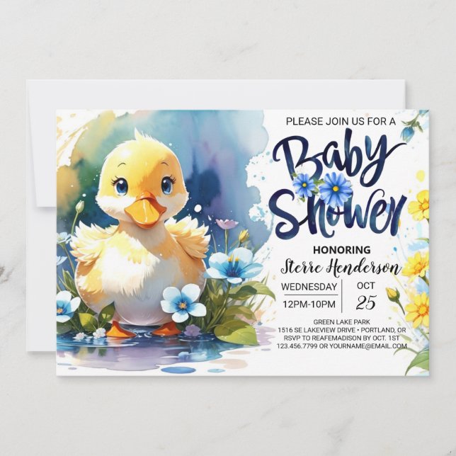 Invitation Parade de Baby shower de canard Whimsical (Devant)