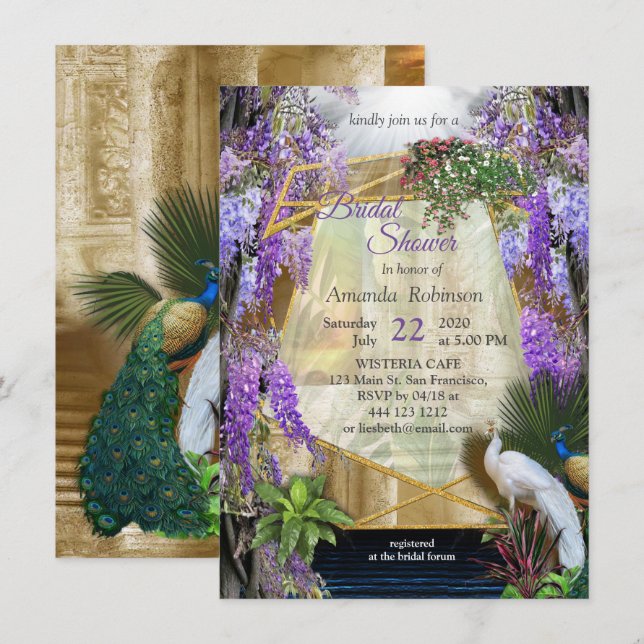 Invitation Paradis de la Wisteria Tropical au Palais d'Or à (Devant / Derrière)
