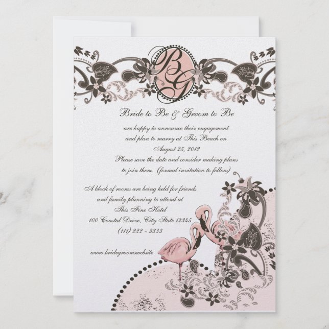 Invitation Paradis des flamants mariage (Devant)