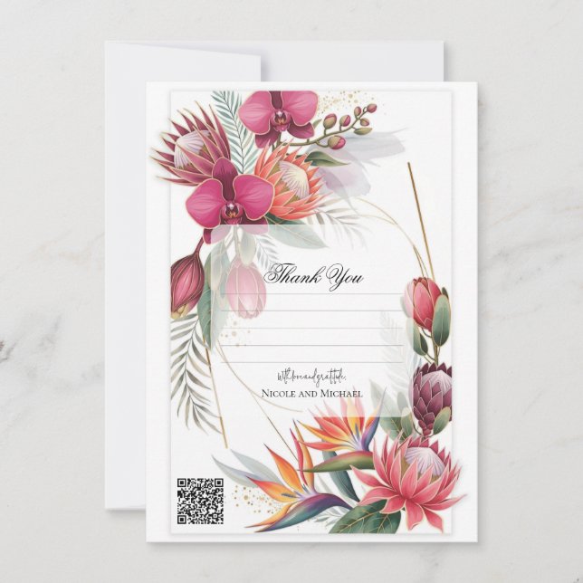 Invitation Paradis Floral Tropical Mariage Or Botanique  (Devant)