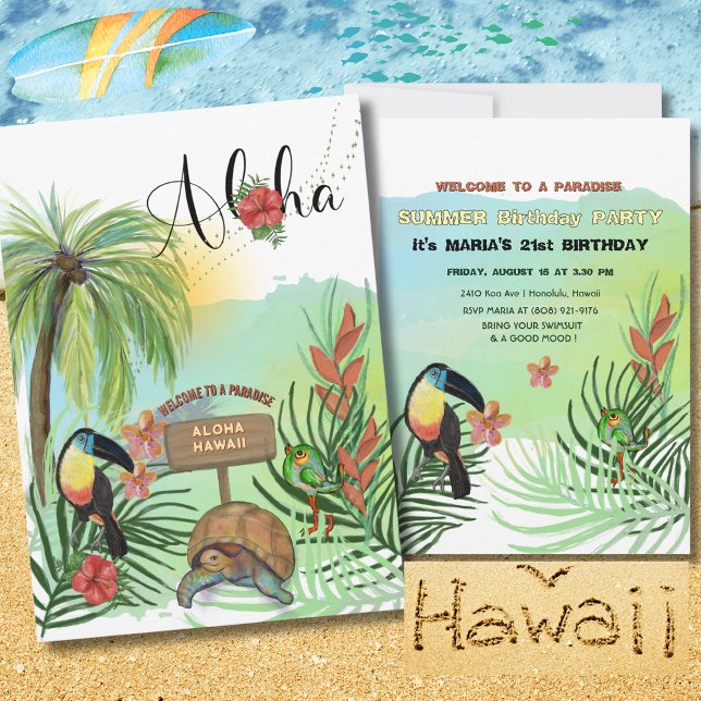 Invitation Paradis Tropical Hawaï Aloha (Aloha Hawaii Tropical Paradise Invitation )