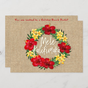Invitation Paradis Tropical Hawaiian Holiday Wreath Burlap