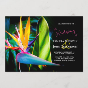 Invitation Paradis tropical oiseaux Fleurs sombres Mariage su