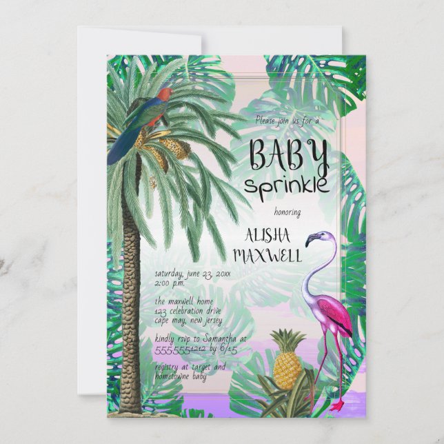 Invitation Paradis tropical Vert Boho Baby Sprinkel (Devant)