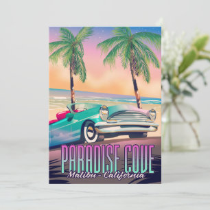 Invitation Paradise Cove, Malibu, Californie affiche de voyag