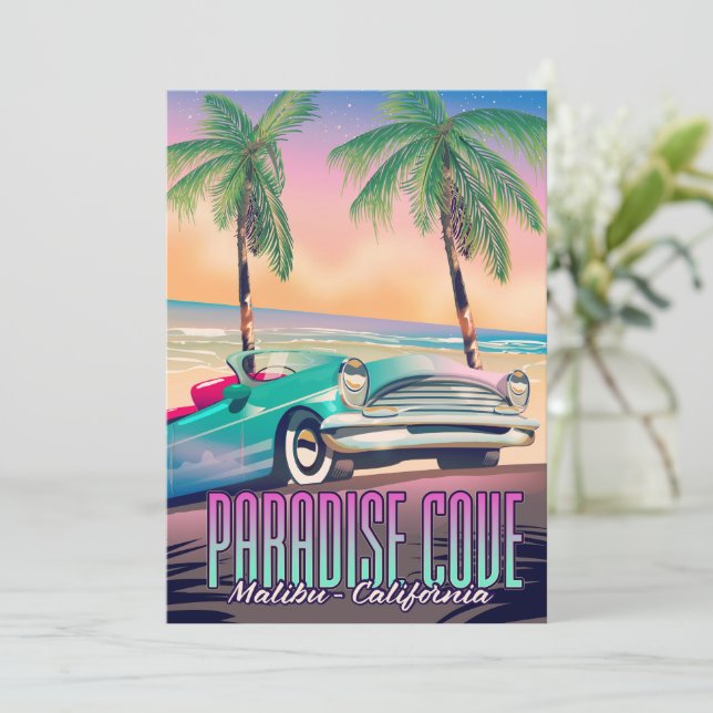 Invitation Paradise Cove, Malibu, Californie affiche voyage T (Debout devant)