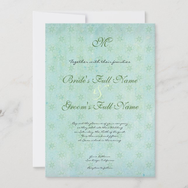 Invitation Paradise Inséparables Moderne Floral Swirl Damask (Devant)