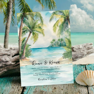 Invitation Paradise Palms Plage tropicale Mariage
