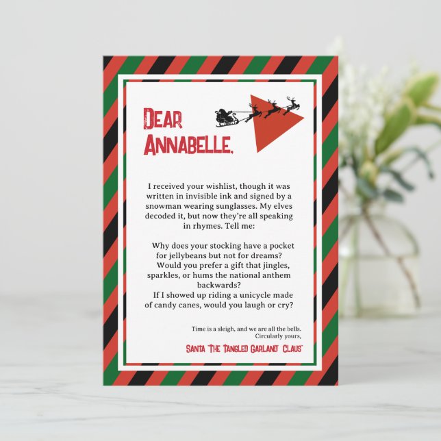 Invitation Paradoxe de Tinsel DADA Lettre du Père Noël (Debout devant)