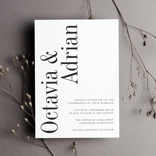 Invitation Parallèle | Mariage moderne de typographie noir et (Créateur téléchargé)