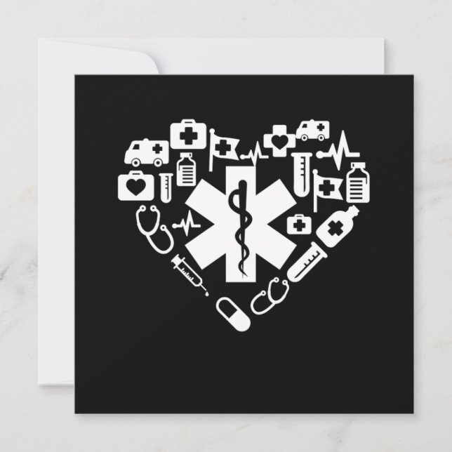 Invitation Paramedic Heart Paramedic Caduceus Doctor EMS EMT (Devant)
