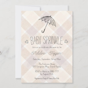 Invitation Parapluie à carreaux chocolat 013 pour bébé