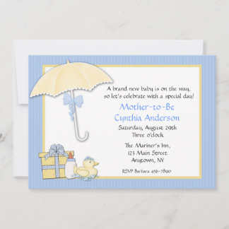 Invitation Parapluie bleu Baby shower