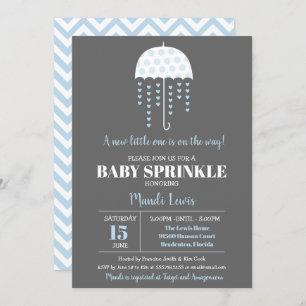 Invitation Parapluie bleu Bébé Parfum mignon ou Baby shower