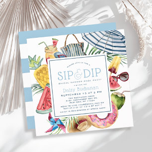 Invitation Parapluie de fête au bord de la piscine Sip & Dip 
