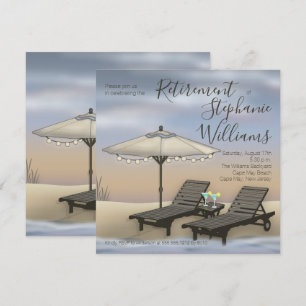 Invitation Parapluie de plage   Lumières   Chaises Coucher de