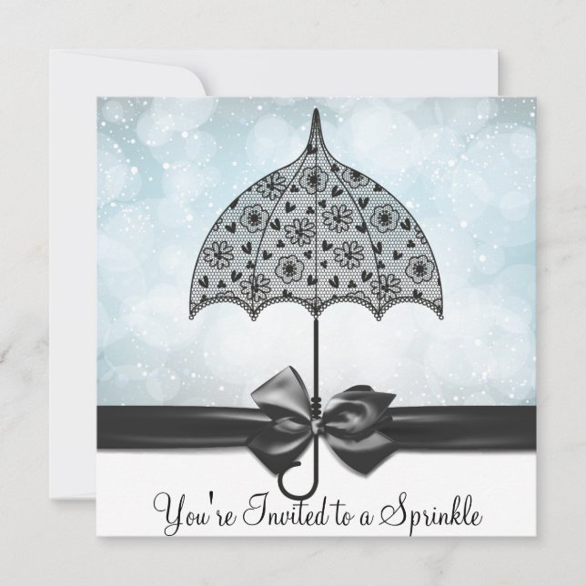 Invitation Parapluie en dentelle noire Baby shower d'arrosage (Devant)