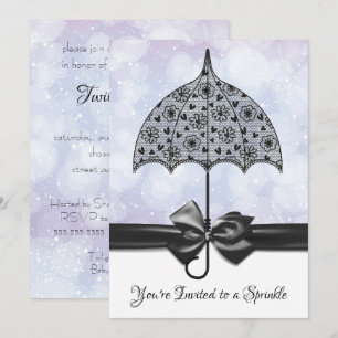 Invitation Parapluie en dentelle noire violet Baby shower