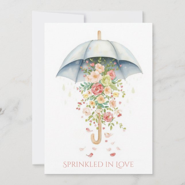 Invitation Parapluie Floral de Printemps Aquarelle Baby Showe (Devant)