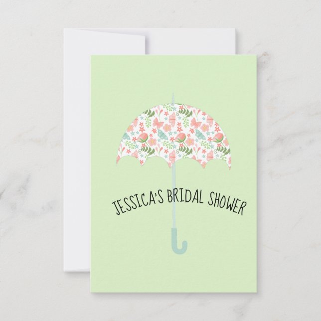 Invitation Parapluie Floral pour la Douche (Devant)