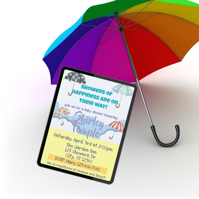 Invitation Parapluie Pluie de Bonheur Baby Shower (Créateur téléchargé)