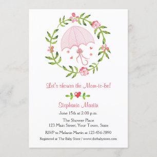 Invitation Parapluie rose et fleurs Wreath Show