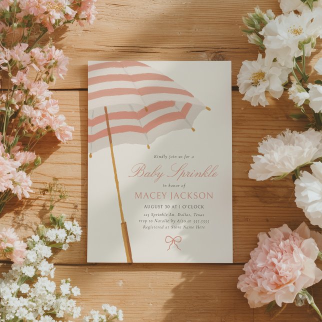 Invitation Parapluie rose et or Fille bébé saupoudrer (Créateur téléchargé)