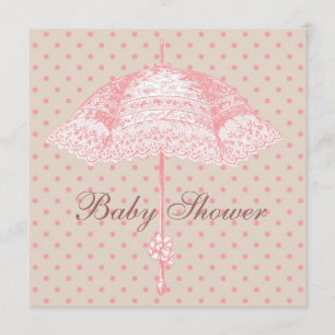 Invitation Parapluie Rose Parasol Baby Shower Fille