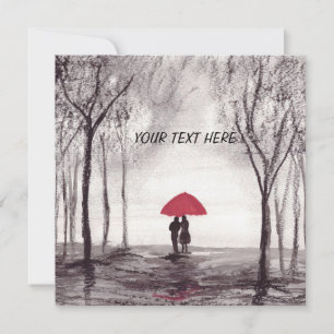 Invitation Parapluie rouge couple d'amour 24 heures sur 24