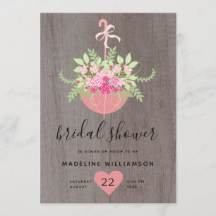 Invitation Parapluie rustique Roses sur Fête des mariées boi