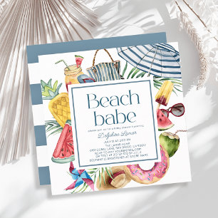 Invitation Parapluie Tropical de Donut de Bébé Fille de Plage