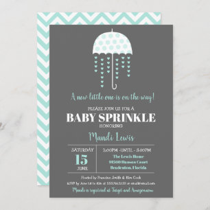 Invitation Parapluie Turquoise Parfum mignon ou Baby shower