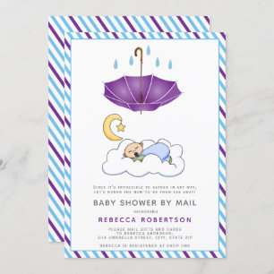 Invitation Parapluie violet, bébé endormi douche par la poste