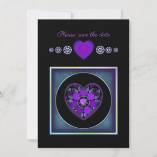 Invitation Parapluie violet & coeurs .7