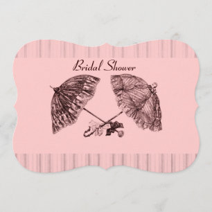 Invitation Parapluies victoriennes Vintages sur bande rose