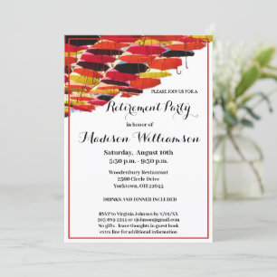 Invitation Parapluies volants de la fête de retraite