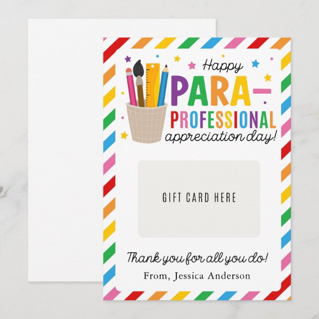 Invitation Paraprofessional Appreciation Day Gift Card Holder (Devant / Derrière)