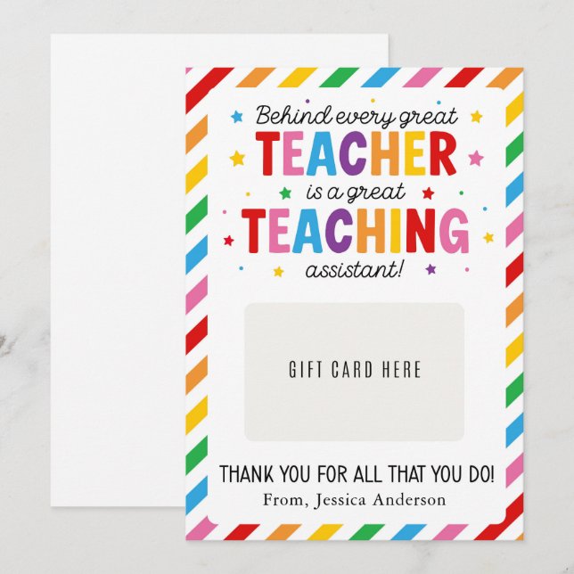 Invitation Paraprofessional Appreciation Day Gift Card Holder (Devant / Derrière)