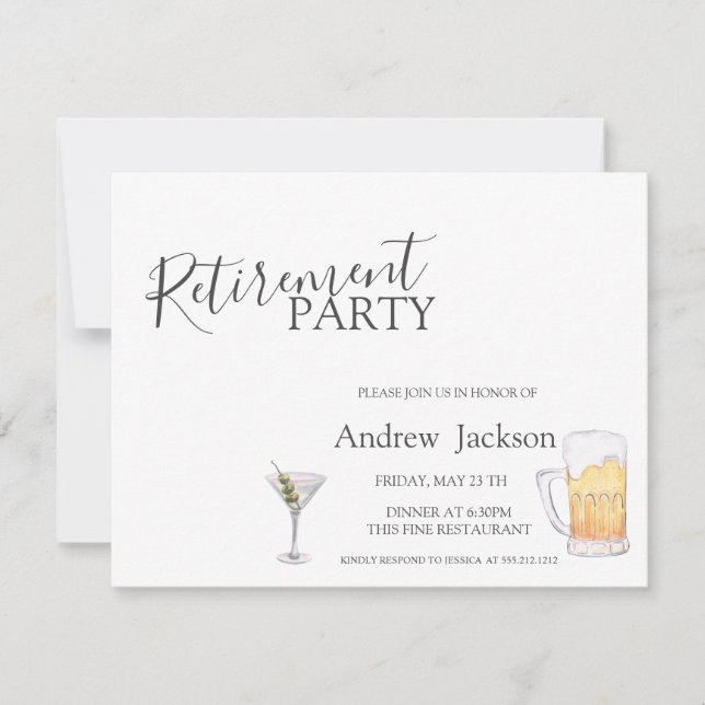 Invitation Paraty de retraite de la bière et du Martini (Devant)