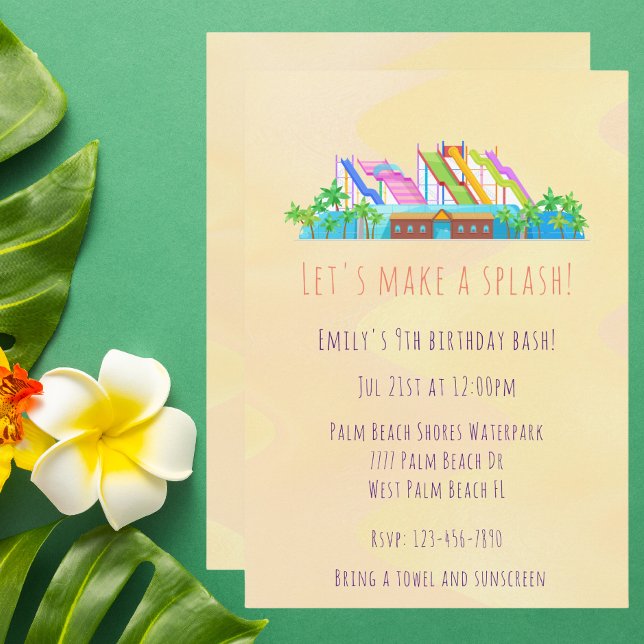 Invitation Parc aquatique moderne Aquapark toboggans aquatiqu (Créateur téléchargé)