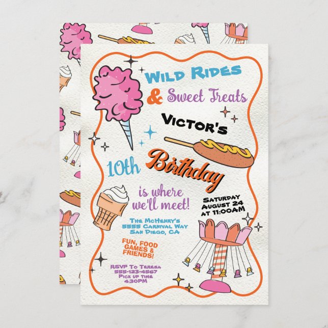 Invitation Parc d'attractions Fair Carnival Cirque Anniversai (Devant / Derrière)