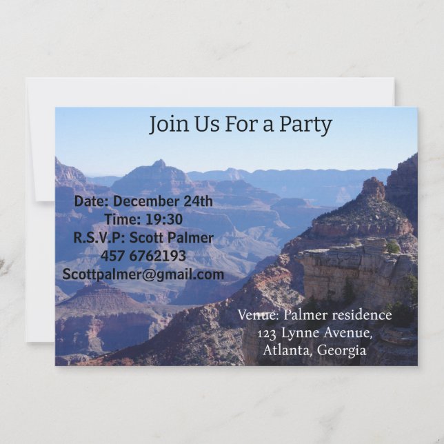 Invitation Parc national du Grand Canyon, bord sud       (Devant)