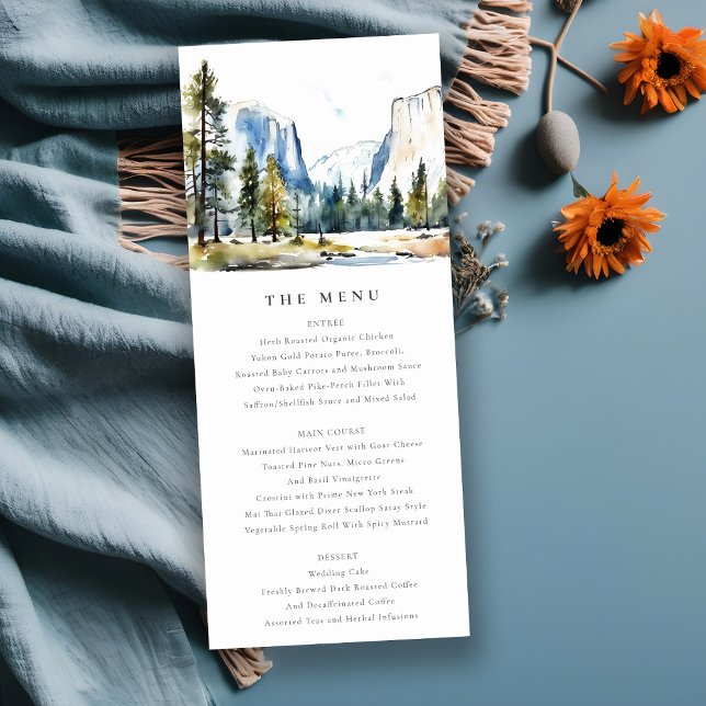 Invitation Parc national Yosemite CA Watercolor Mariage Menu (Créateur téléchargé)