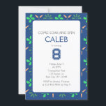 Invitation Parc Trampoline Soir et Spin Bleu Anniversaire<br><div class="desc">Parfait pour les fêtes d'anniversaire de trampoline ! Trouvez des articles de fête correspondants dans ma boutique.</div>