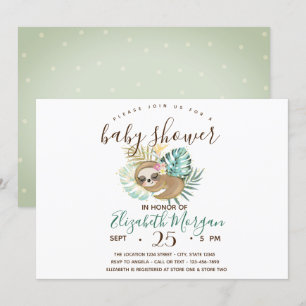 Invitation Parcelle, Palme, Baby shower Pois