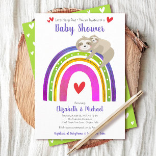 Invitation Parcelles Baby shower Genre Neutre Boho Arc-en-cie