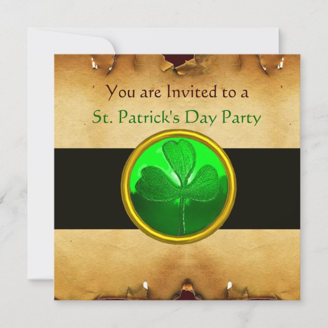 Invitation PARCHEMENT Brown & SHAMROCK VERT JEWEL, noir (Devant)