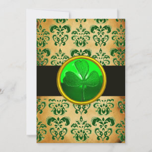 Invitation PARCHEMENT BROWN VERT AVEC SHAMROCK Noir