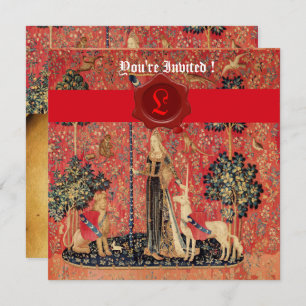 INVITATION PARCHEMENT DE SCEAU ROUGE DE MONOGRAMME DE LADINE 